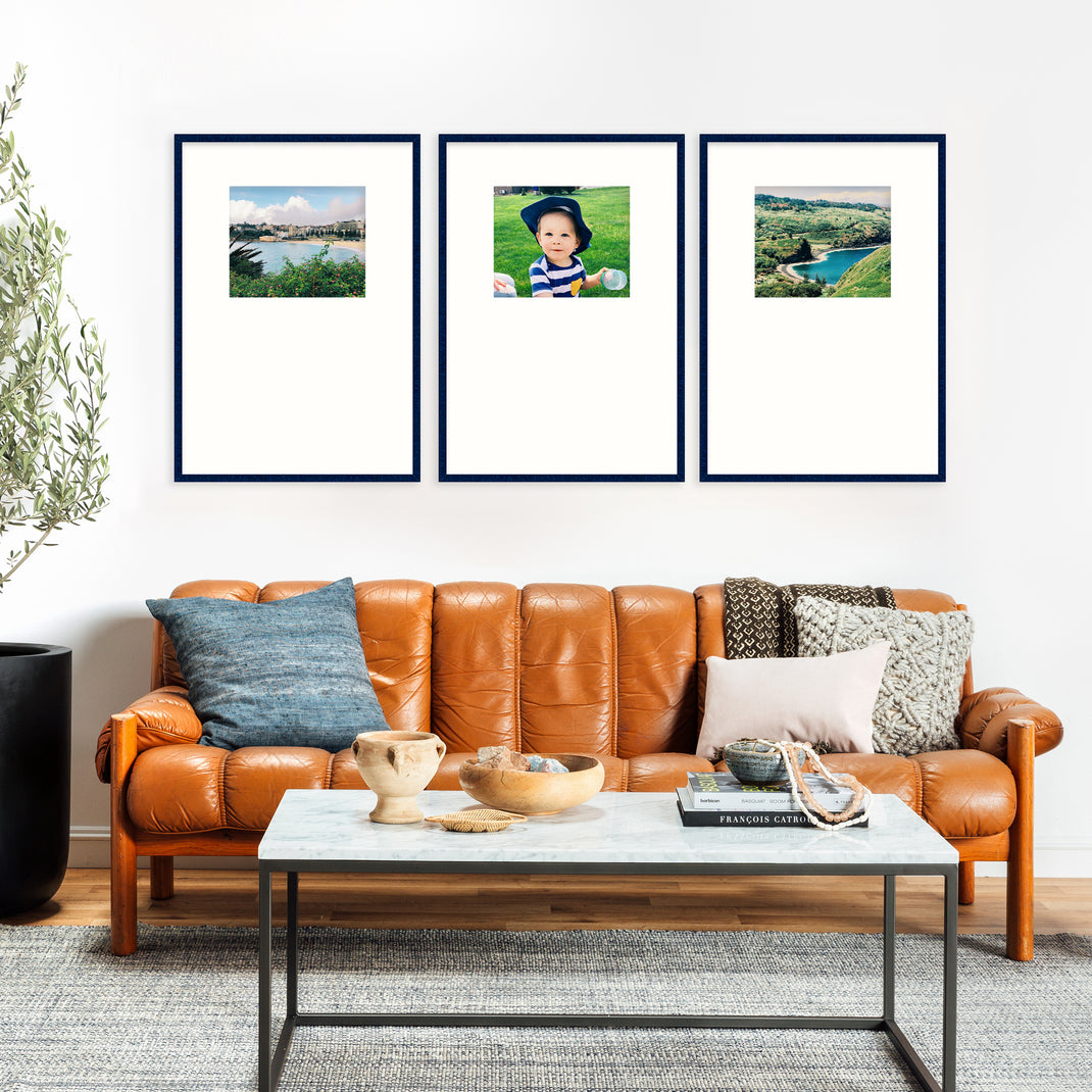 The Triptych in Indigo Sydney Frame