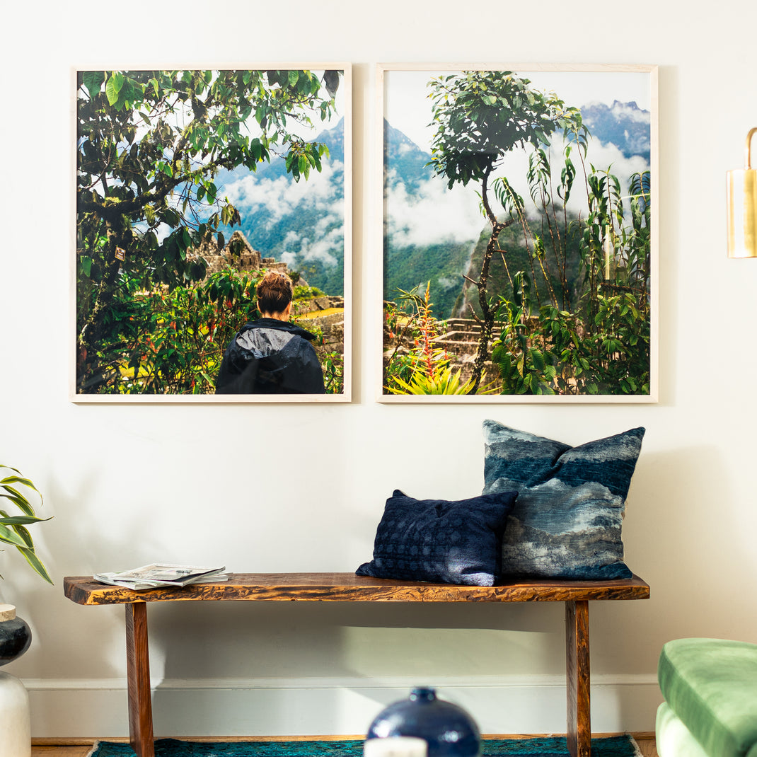 Dual Diptych Gallery Wall in Bleached Maple