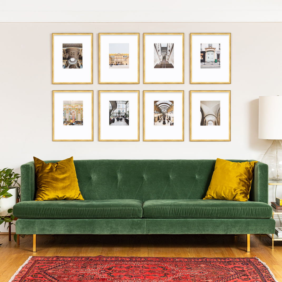 The Wide Grid Gallery Wall in Gold with Black Sides