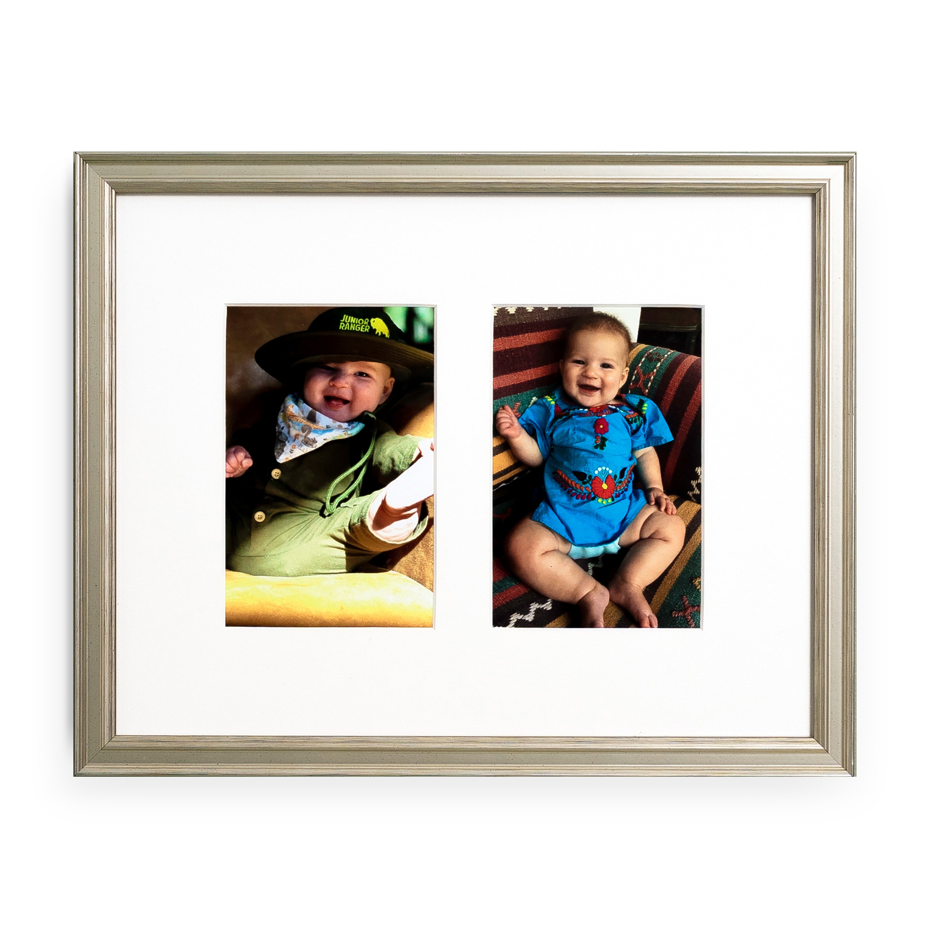 4X6 Picture Frame Set of 2, Small Photo Frames with Walnut Wood Base and  Double