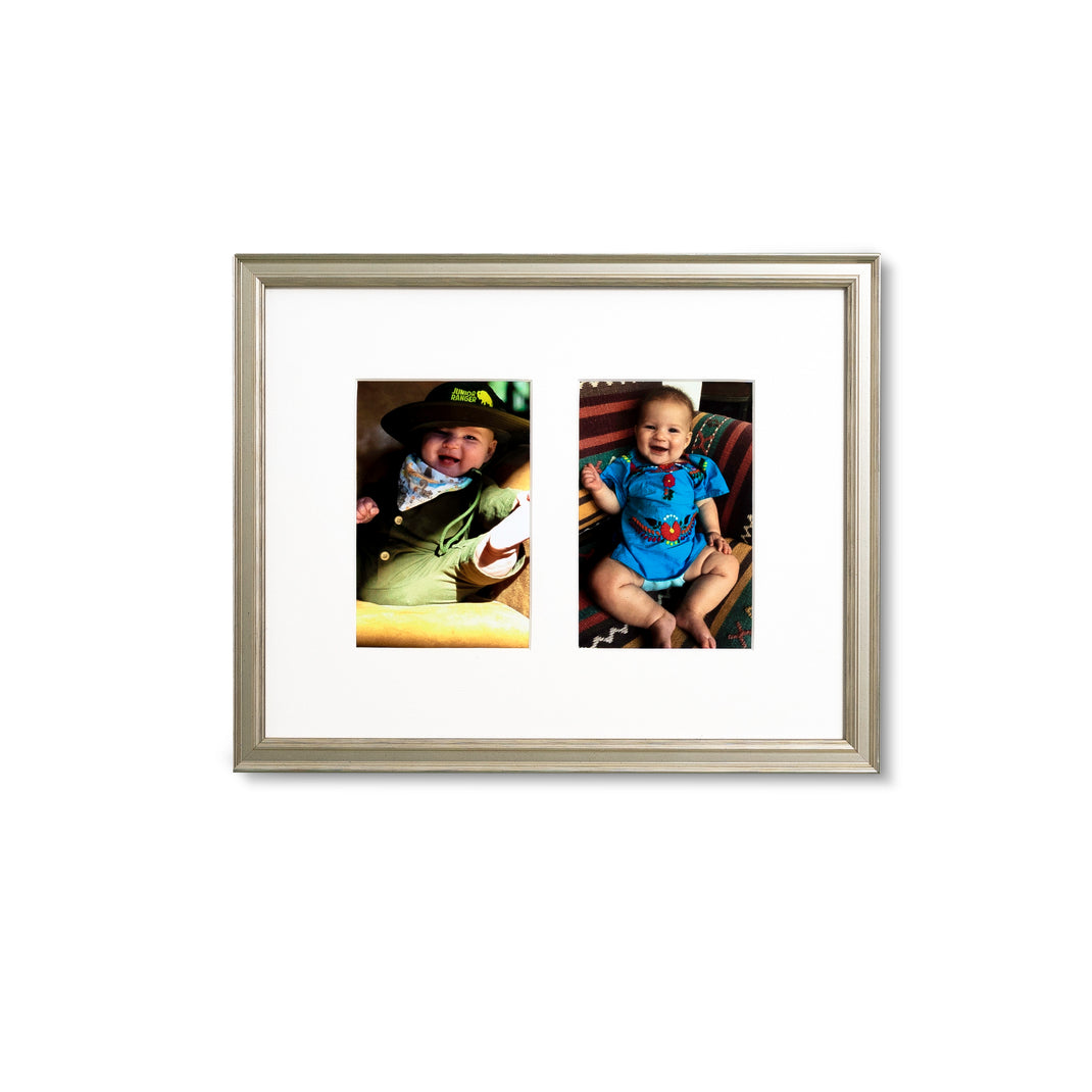 The Horizontal Duet two framed photos of a baby side by side