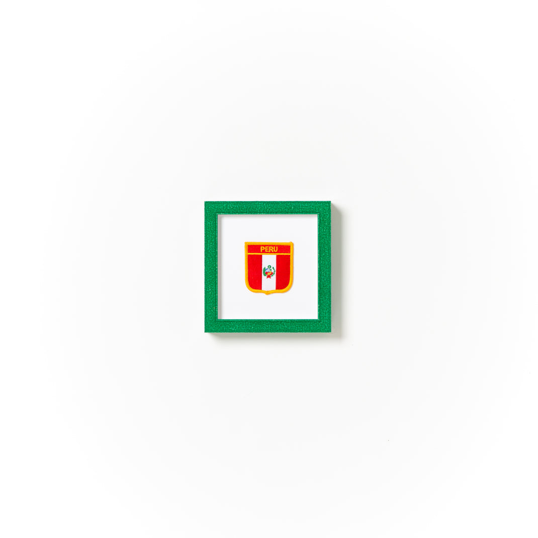Peru patch framed in glazed emerald green Lima frame
