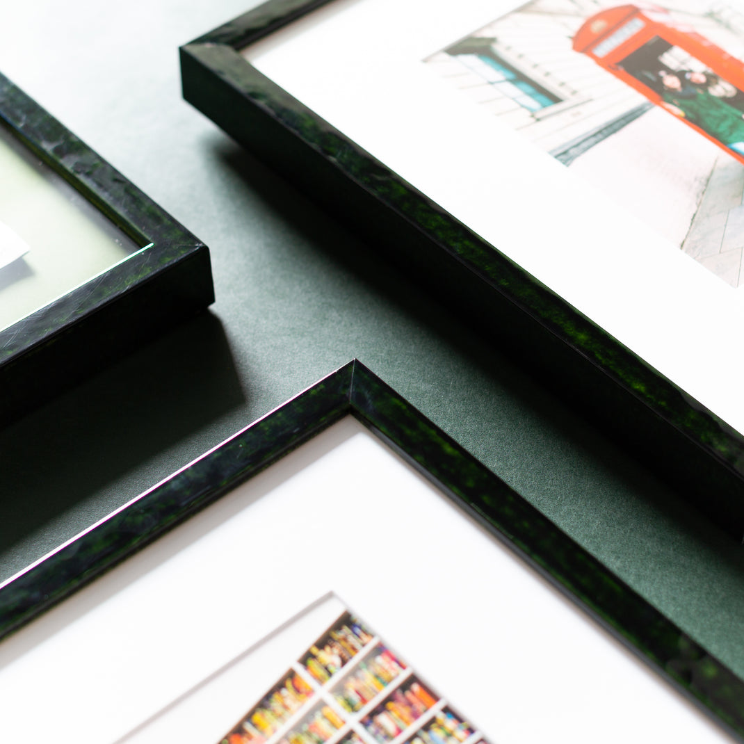 corners of London green glazed frame