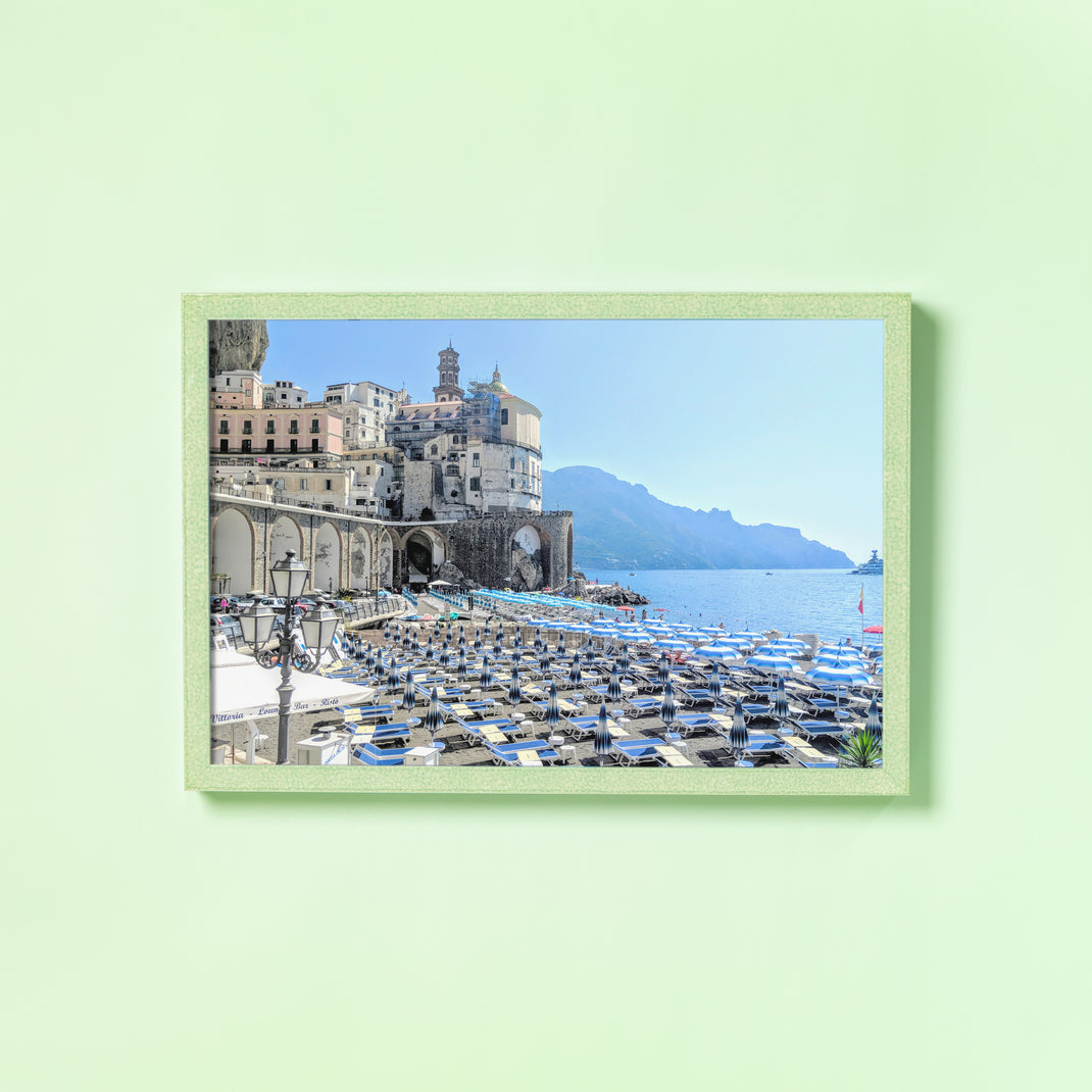 Italy landscape photo framed in mint green glazed Positano frame