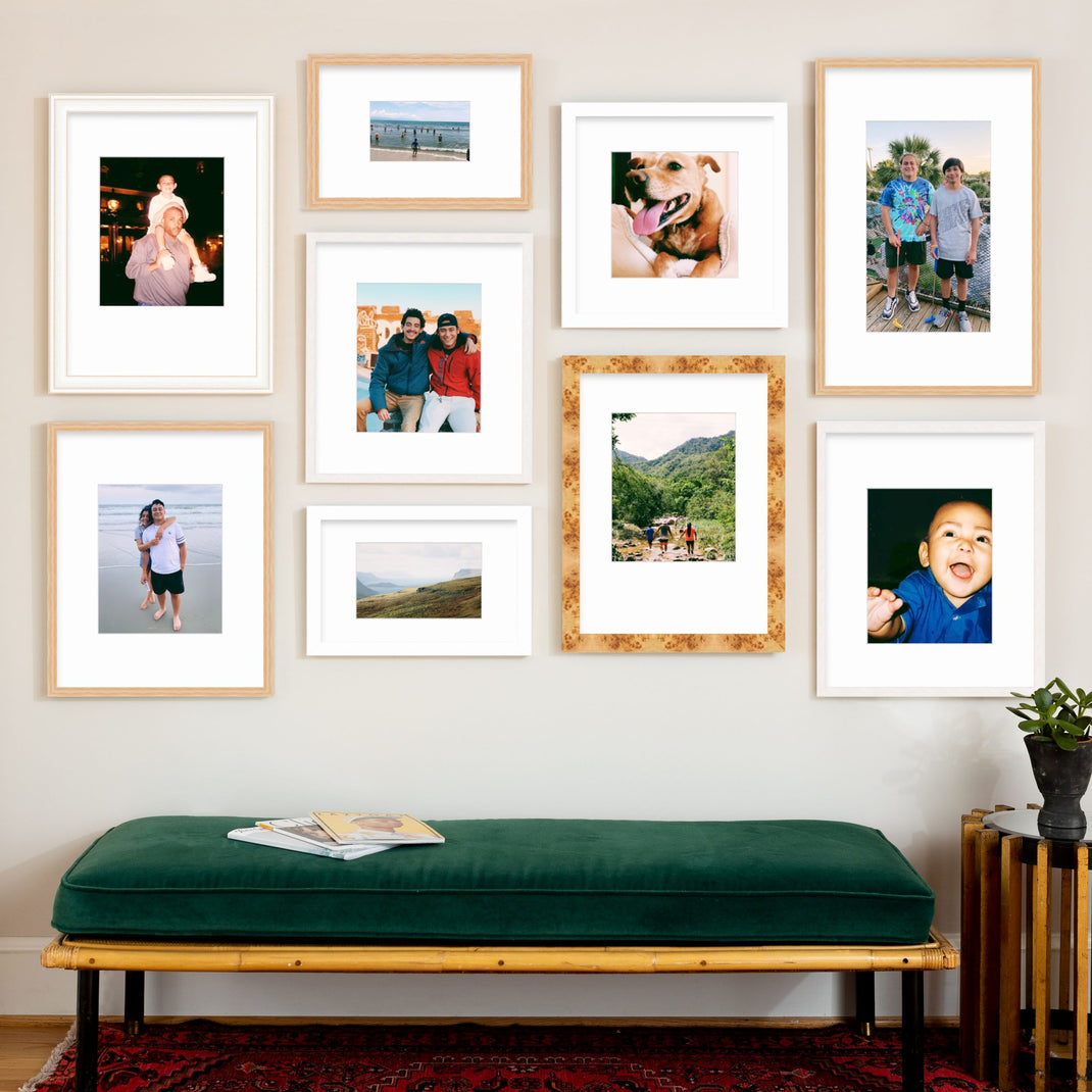 The Staggered Grid Gallery Wall in Light Wood & White