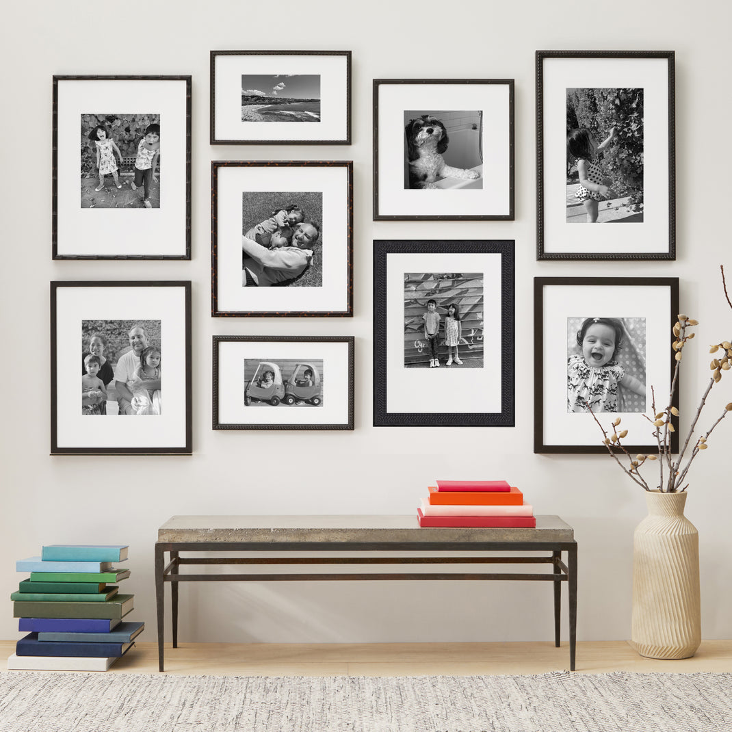 Black frames on a wall